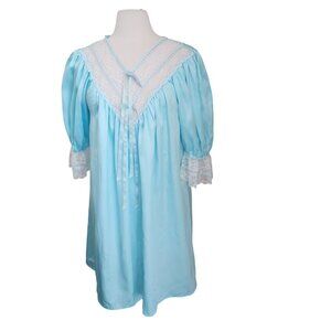 Vintage Babydoll Nightgown Women's M Negligee Lace Fairycore Fairy Puff Sleeves‎